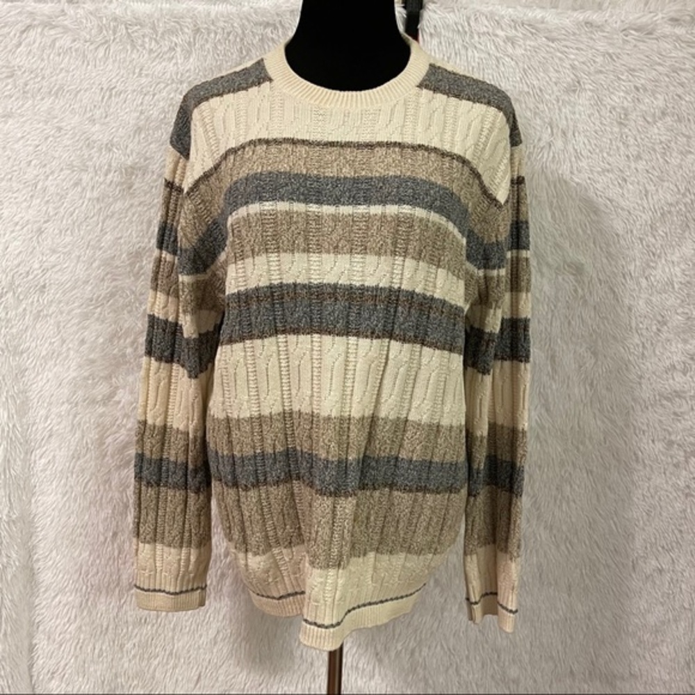 Haggar Women’s Striped Cable Knitted Sweater
